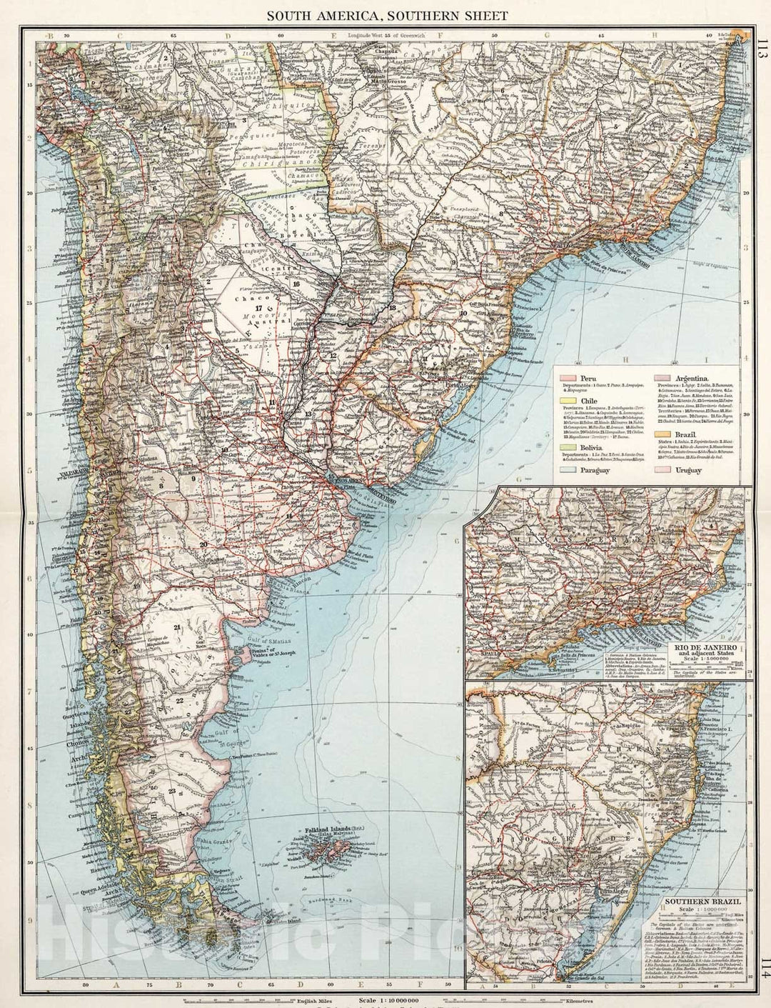 Historic Map : South America, Southern Sheet, 1900, Vintage Wall Art