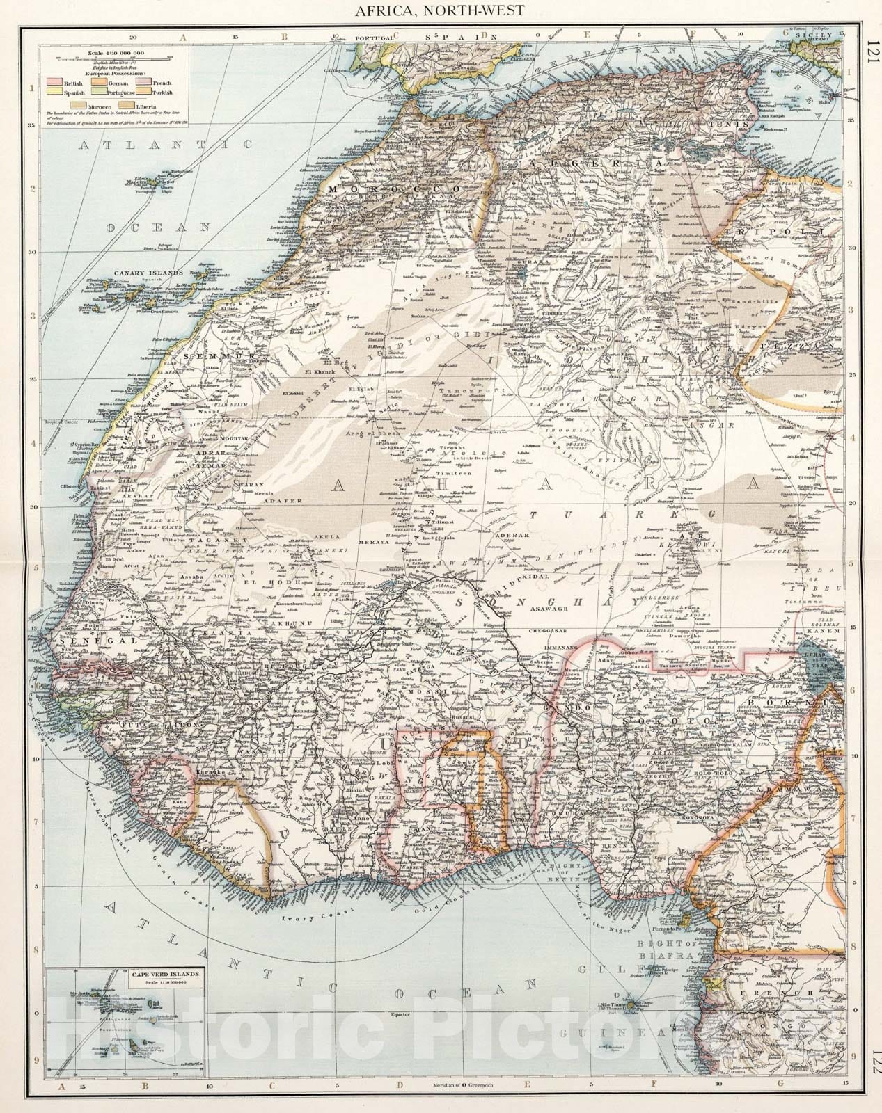 Historic Map : Africa, North-West, 1900, Vintage Wall Art