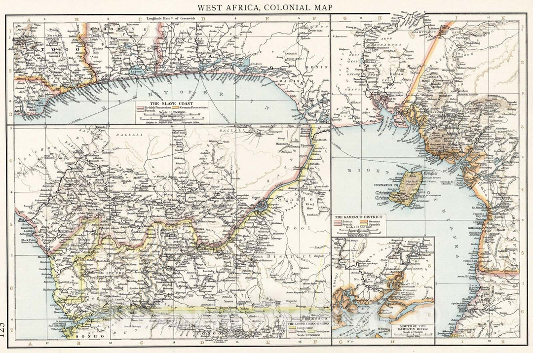 Historic Map : West Africa, Colonial map, 1900, Vintage Wall Art