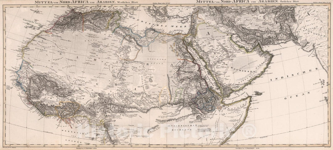 Historic Map : Composite: Mittel- und Nord-Africa und Arabien, 1830, Vintage Wall Art