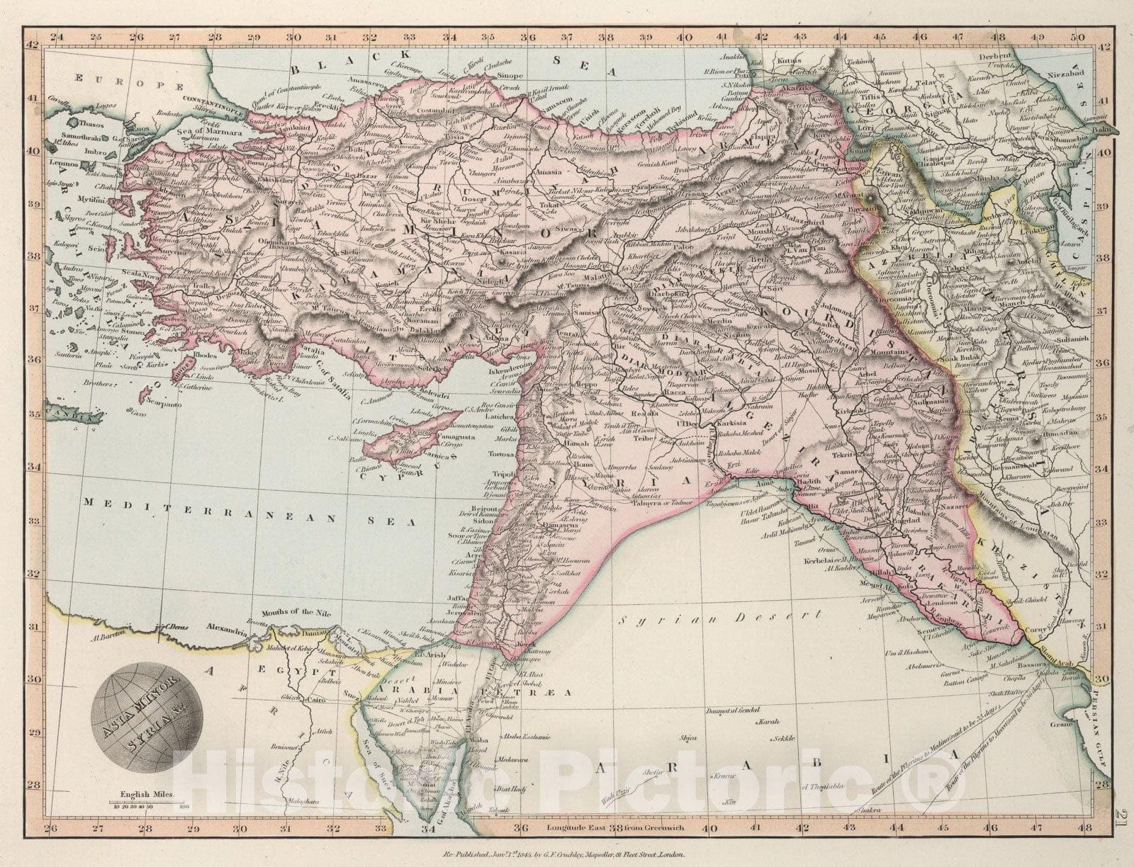 Historic Map : Asia Minor, Syria. &c., 1845, Vintage Wall Art