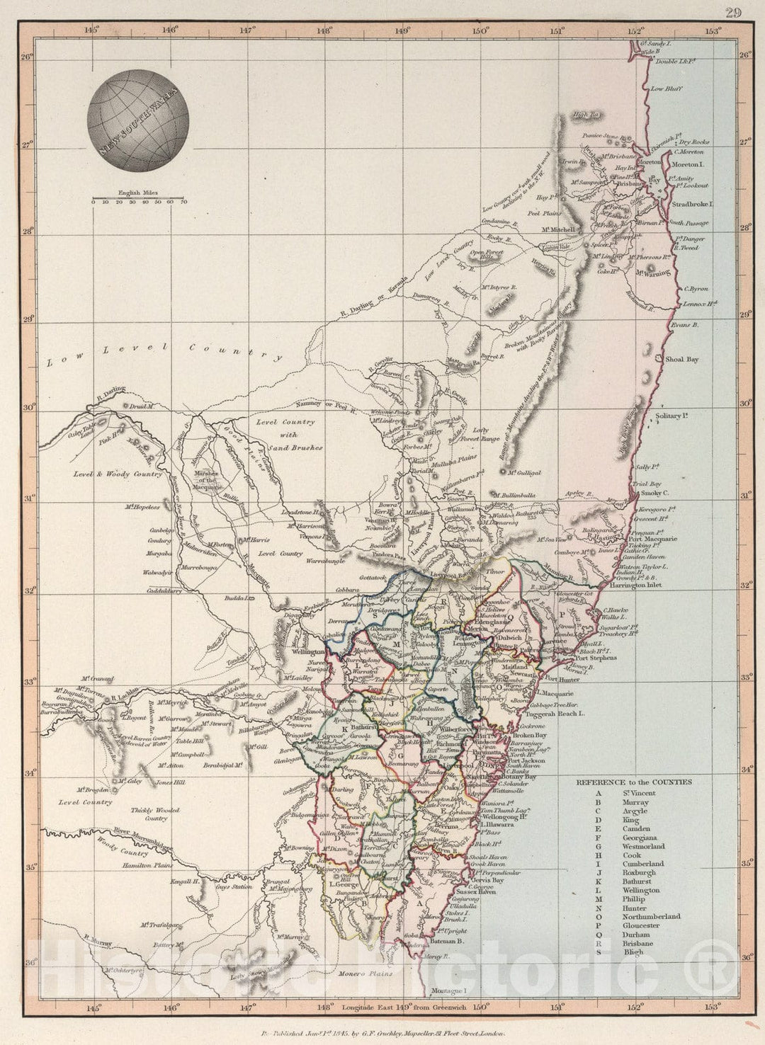 Historic Map : New South Wales, 1845, Vintage Wall Art