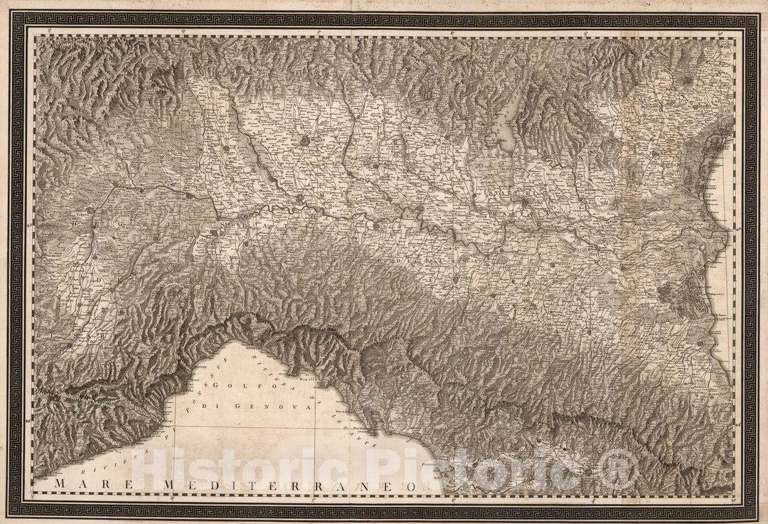 Historic Map : Northern Italy, by Giovanni Antonio Rizzi Zannoni, 1808, Vintage Wall Art