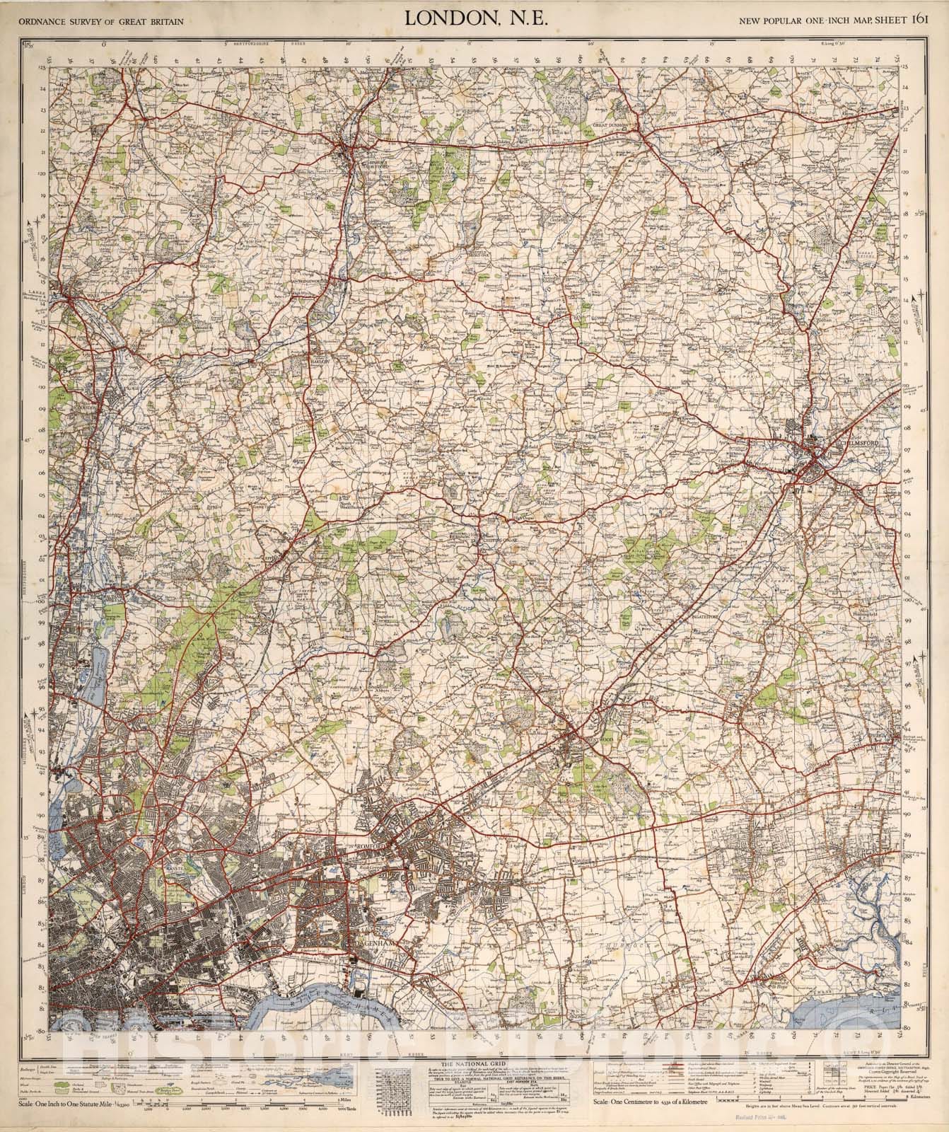 Historic Map : Sheet 161. London, N.E., 1940, Vintage Wall Art