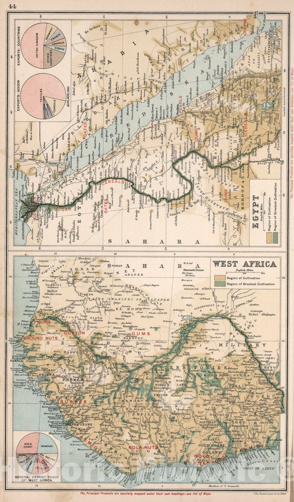 Historic Map : West Africa. Egypt., 1907, Vintage Wall Art