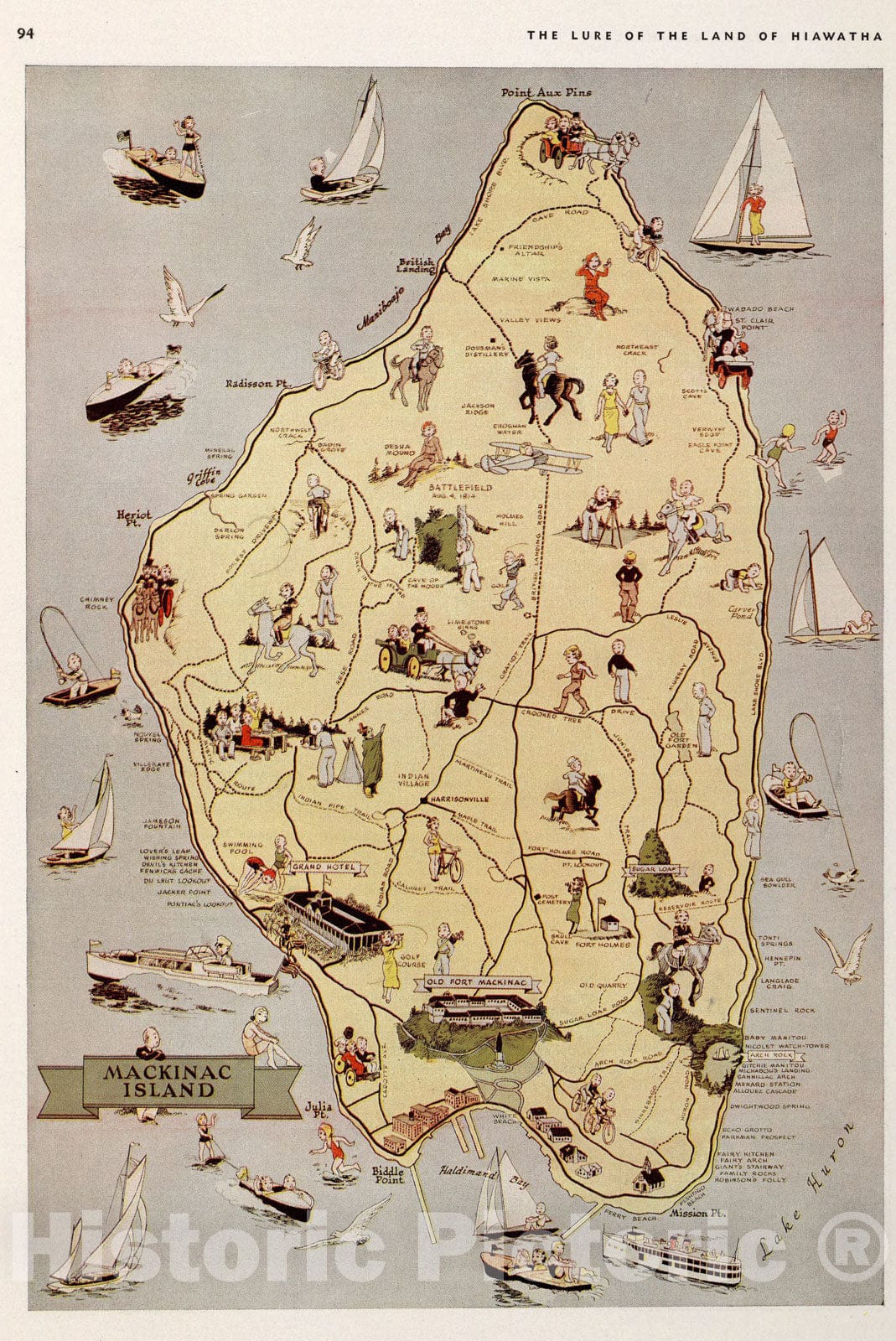 Historic Map : Macinac Island, Michigan., 1936, Vintage Wall Art