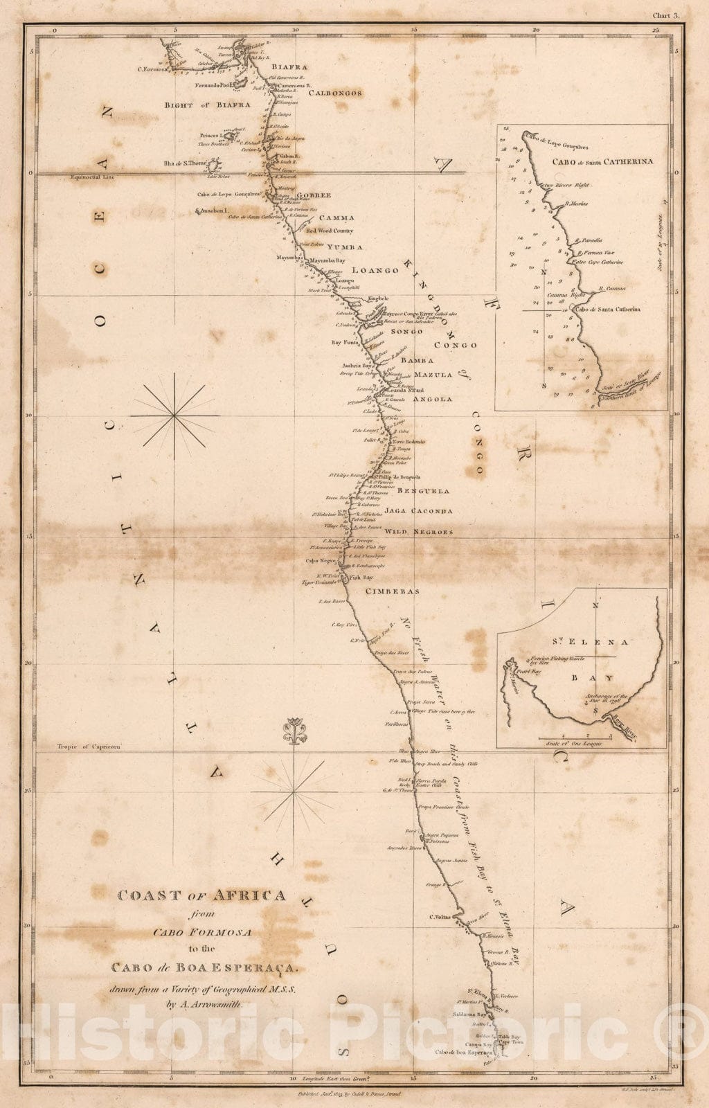 Historic Map : Coast of Africa from Cabo Formosa to the Cabo de Boa Esperaca., 1803, Vintage Wall Art