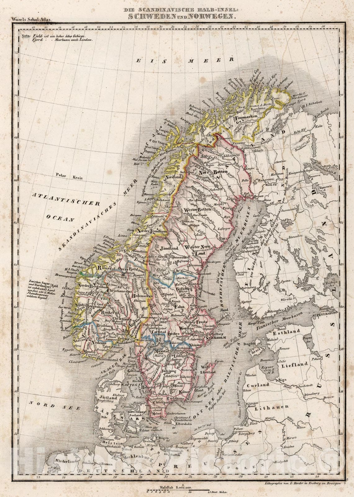 Historic Map : Scandinavia: Sweden and Norway, 1843, Vintage Wall Art