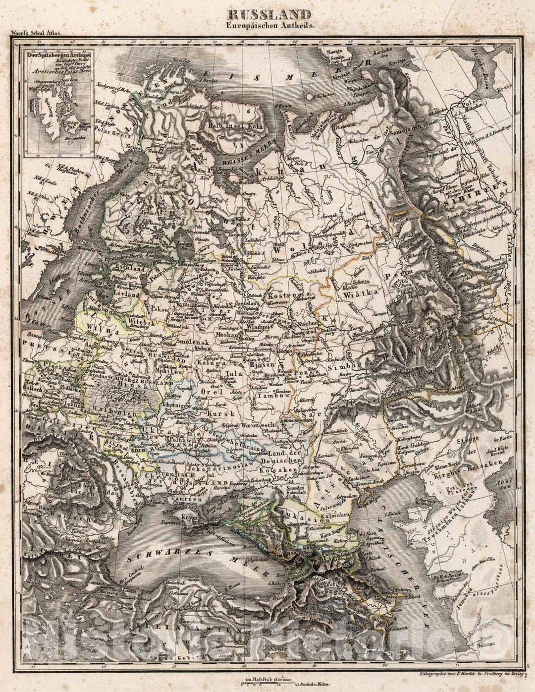 Historic Map : Russia in Europe., 1843, Vintage Wall Art