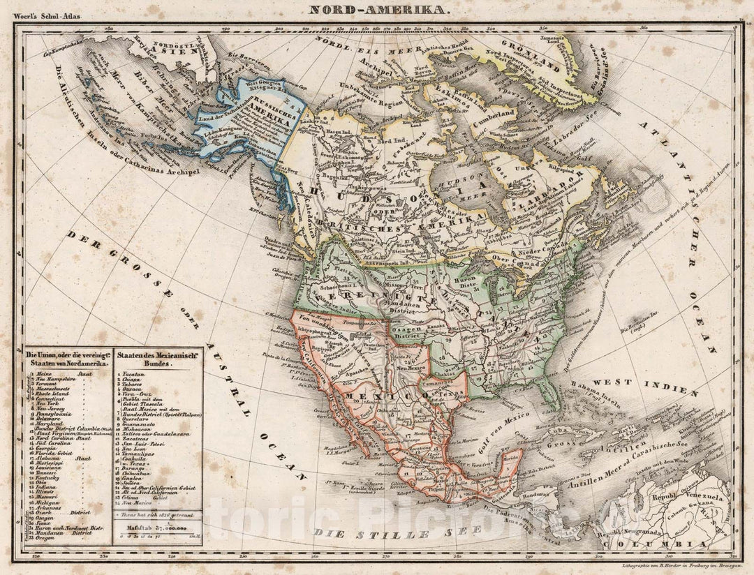 Historic Map : North America., 1843, Vintage Wall Art