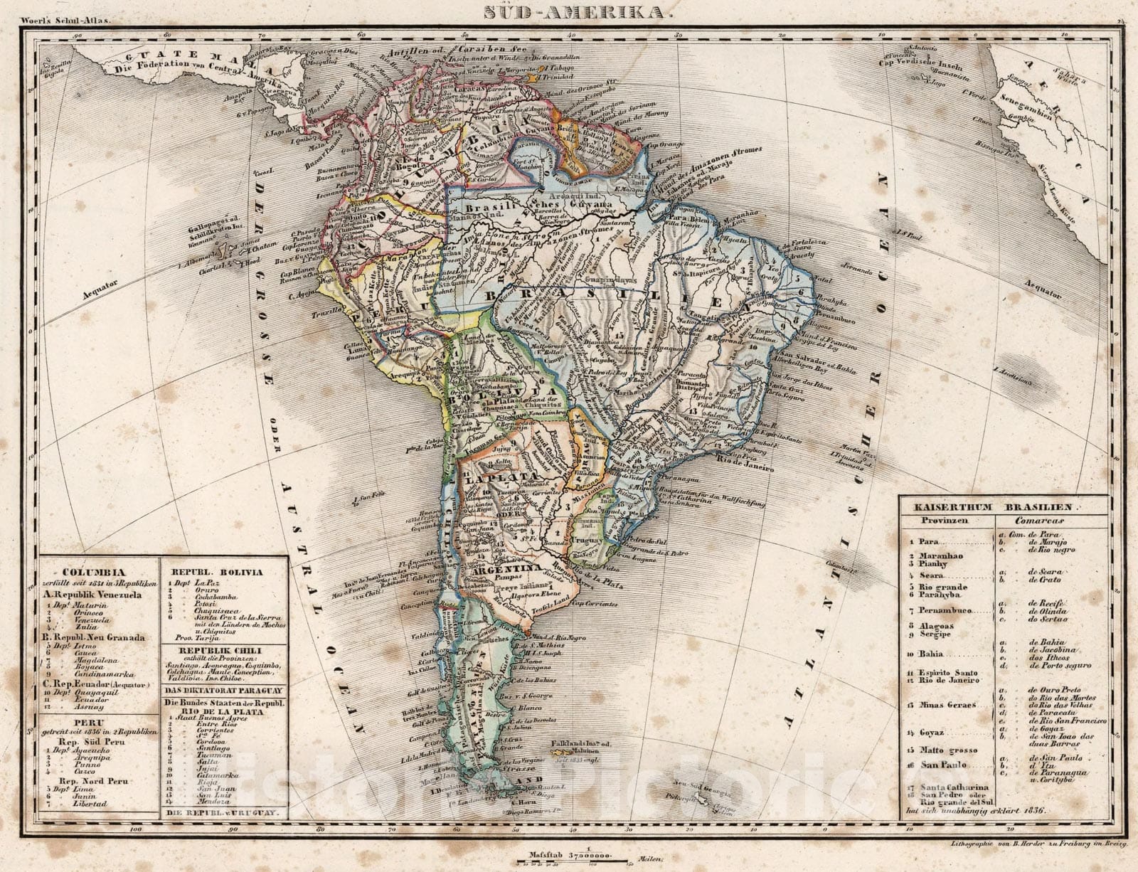 Historic Map : South America., 1843, Vintage Wall Art