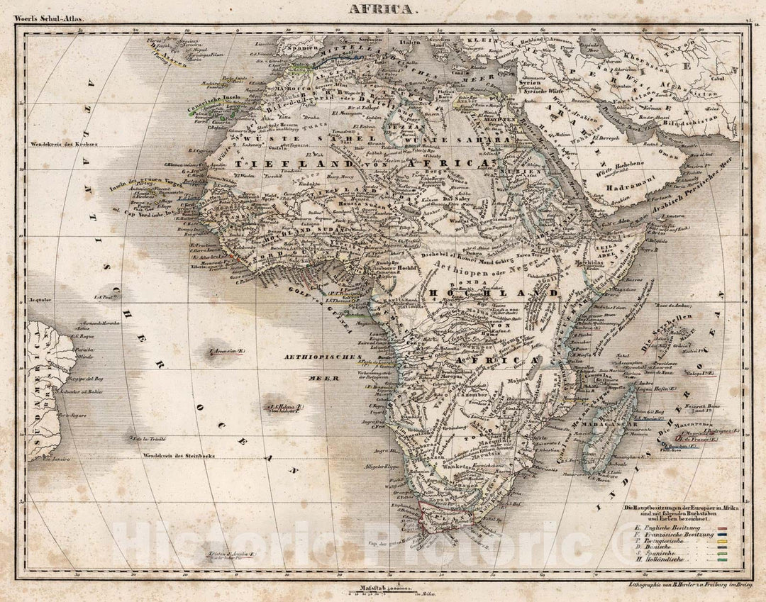 Historic Map : Africa., 1843, Vintage Wall Art