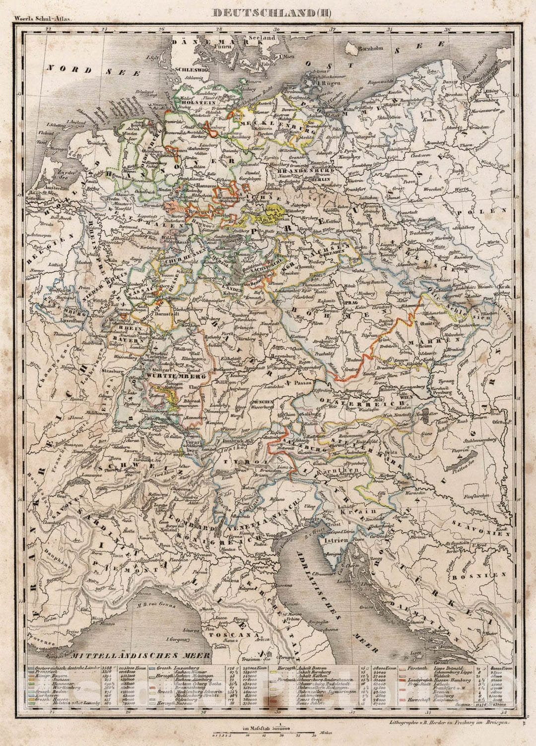 Historic Map : Deutschland (II). (Germany)., 1843, Vintage Wall Art