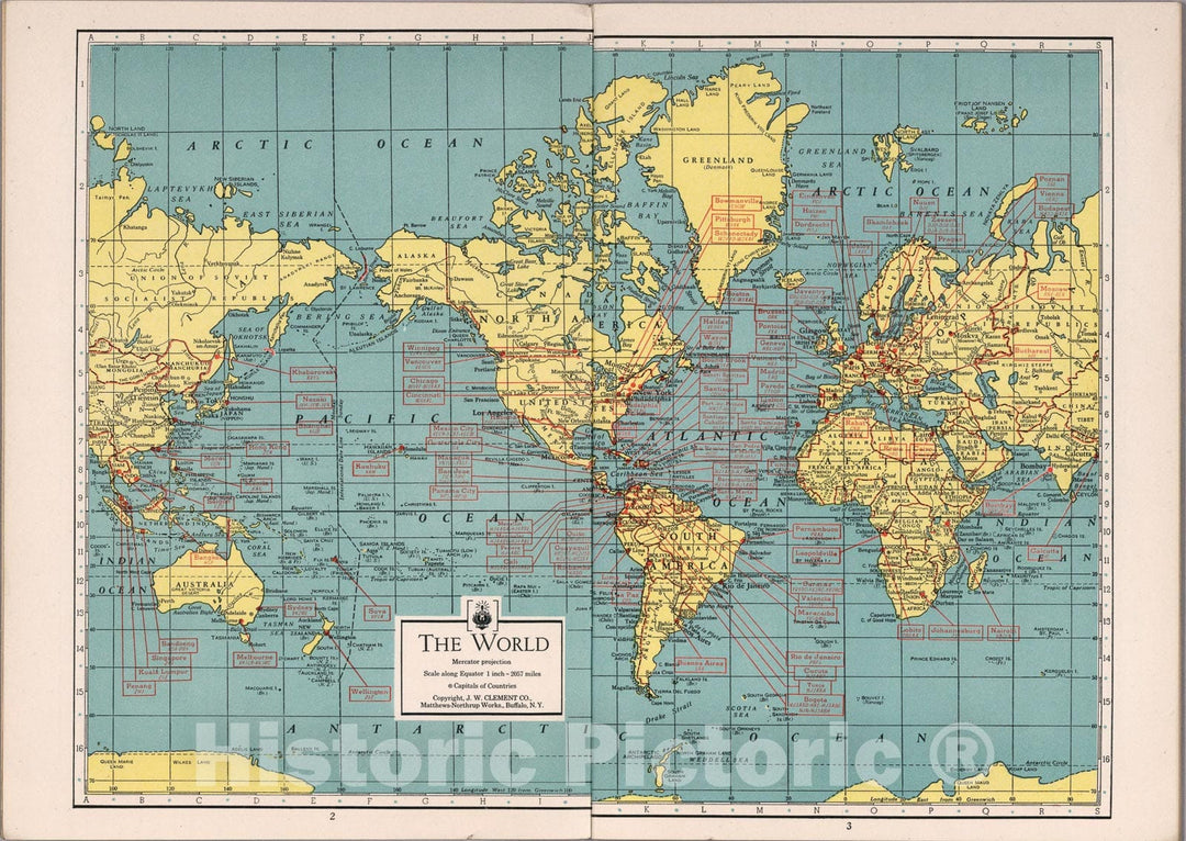 Historic Map : The World : Mercator Projection, 1935, Vintage Wall Art