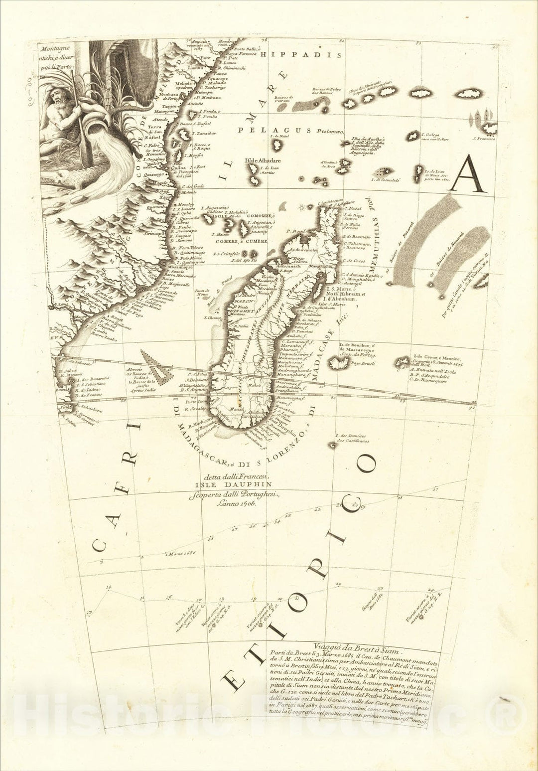 Historic Map : [Madagascar, Mauritius, East Africa etc. -- Globe Gore], 1692, Vincenzo Maria Coronelli, Vintage Wall Art