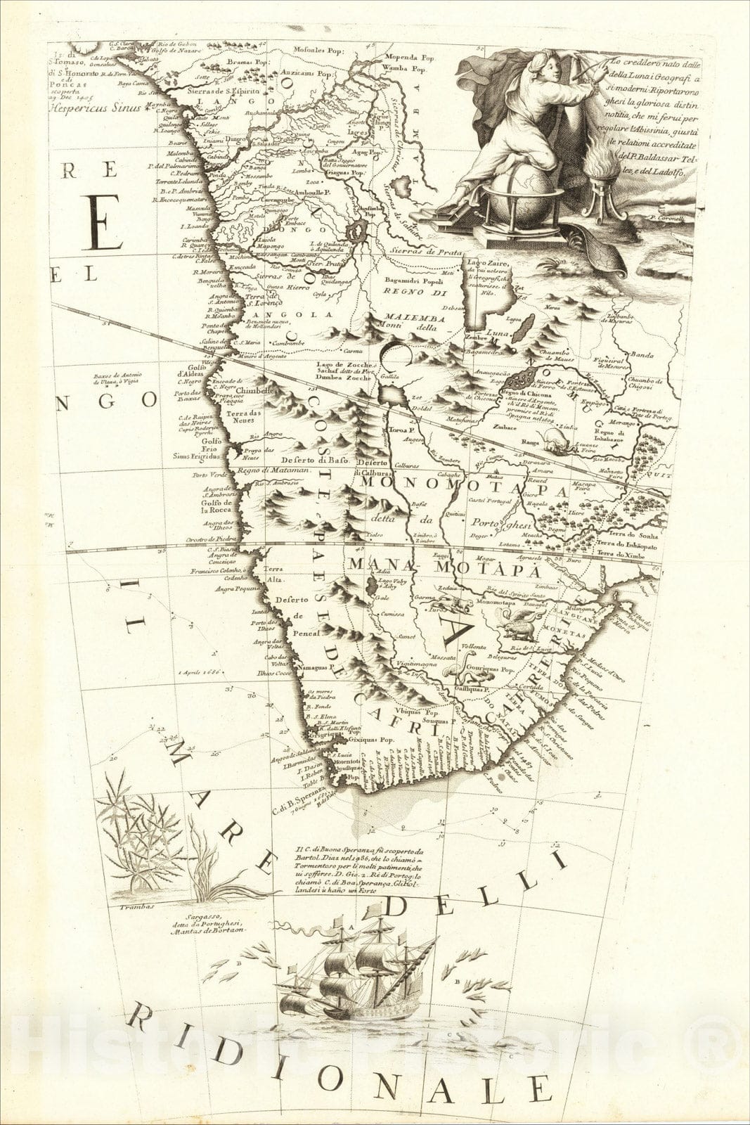 Historic Map : [Madagascar, Mauritius, East Africa etc. -- Globe Gore], 1692, Vincenzo Maria Coronelli, v1, Vintage Wall Art