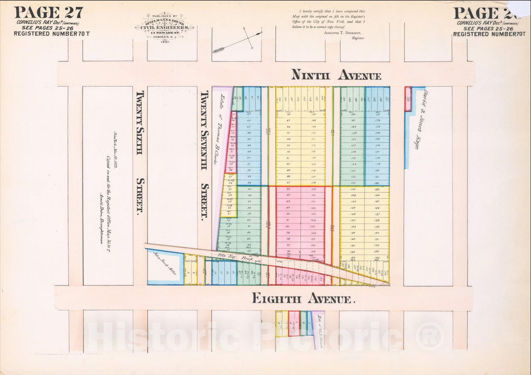 Historic Map : Chelsea, New York City, Map of Land in the Twelfth Ward of the City of New York Belonging to the Estate of George C. Schroepel, 1881, Vintage Wall Art