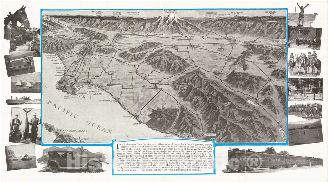 Historic Map : [Los Angeles], 1925, Los Angeles Chamber of Commerce, Vintage Wall Art