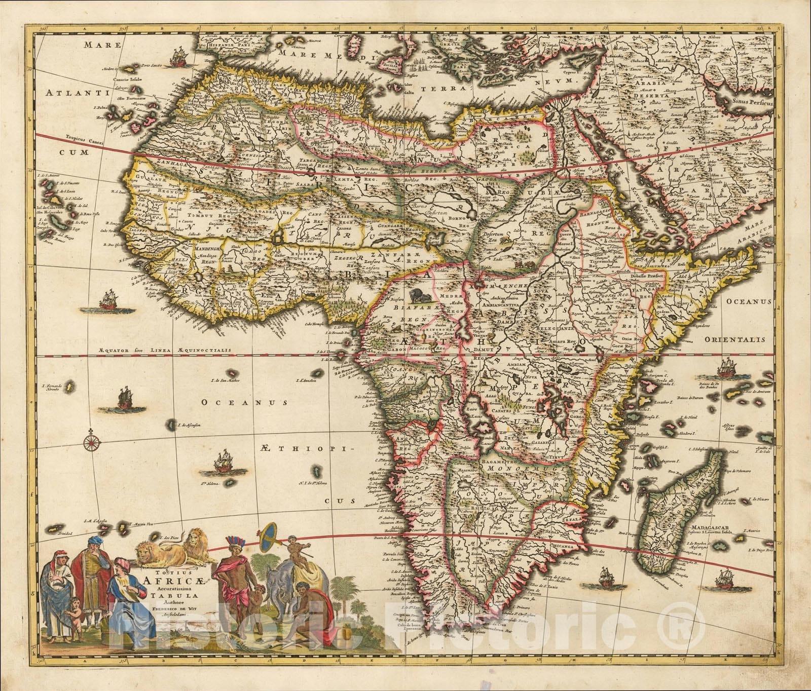 Historic Map : Totius Africae Accuratissima Tabula , 1680, Frederick De Wit, Vintage Wall Art