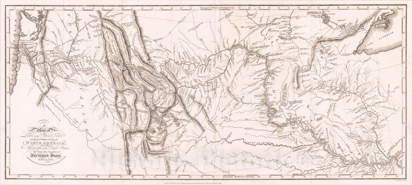 Historic Map : A Map of Lewis and Clark's Track Across the Western Portion of North America, from the Mississippi to the Pacific Ocean, 1814, William Clark, Vintage Wall Art