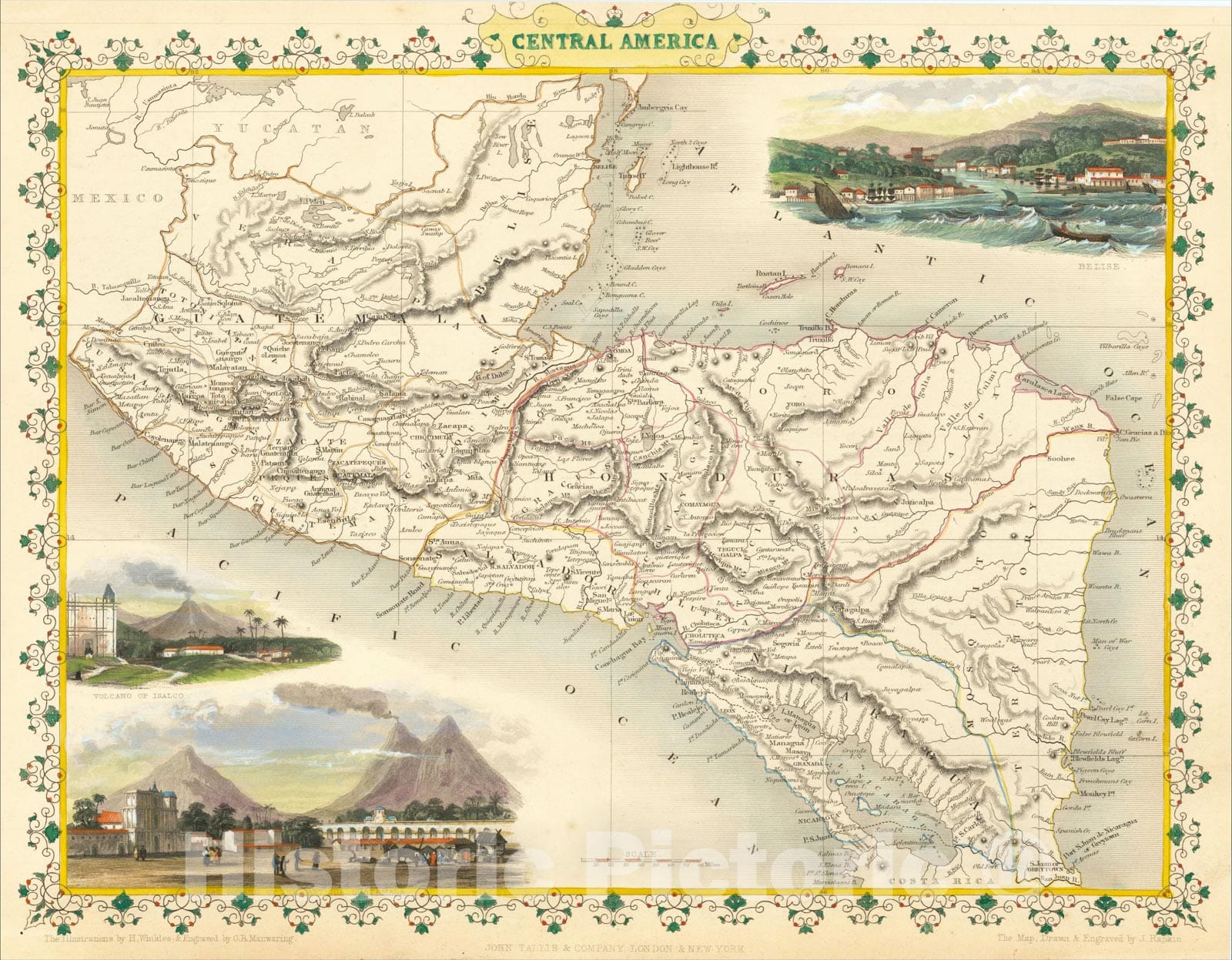 Historic Map : Central America, 1851, John Tallis, v1, Vintage Wall Art