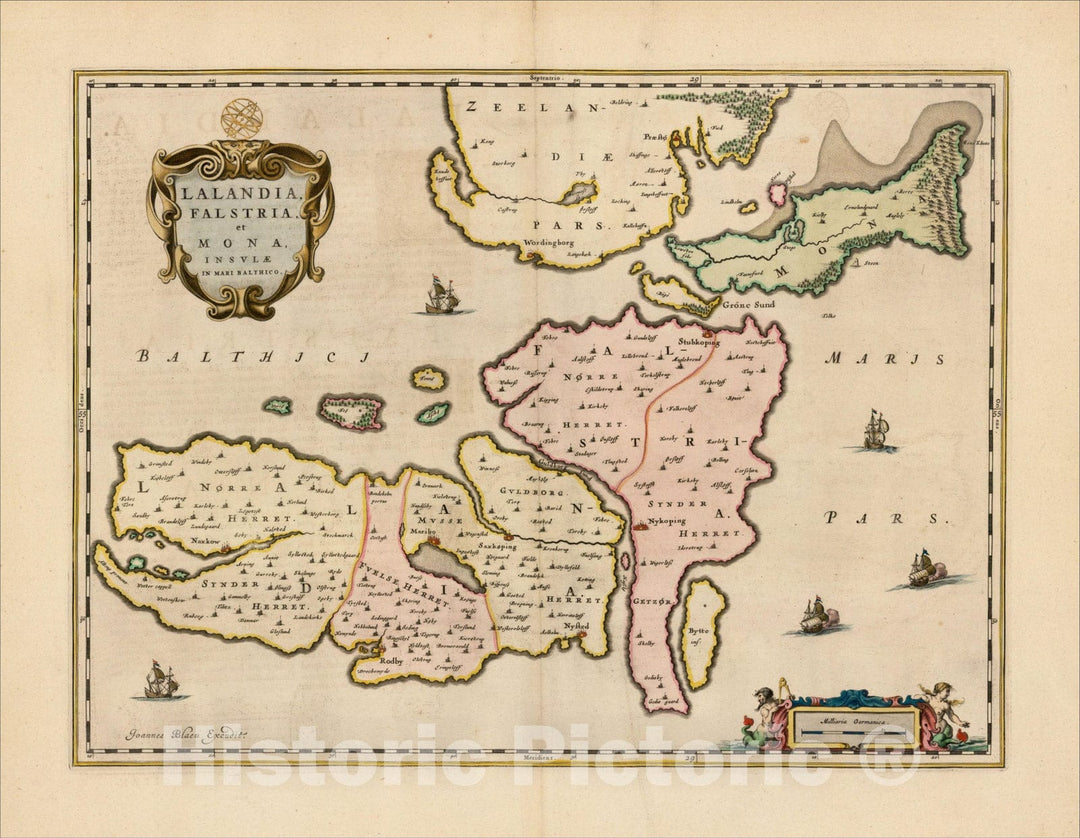 Historic Map : Uranometria, Celestial Atlas, Lalandia, Falstria et Mona Insulae, c1660, Vintage Wall Art