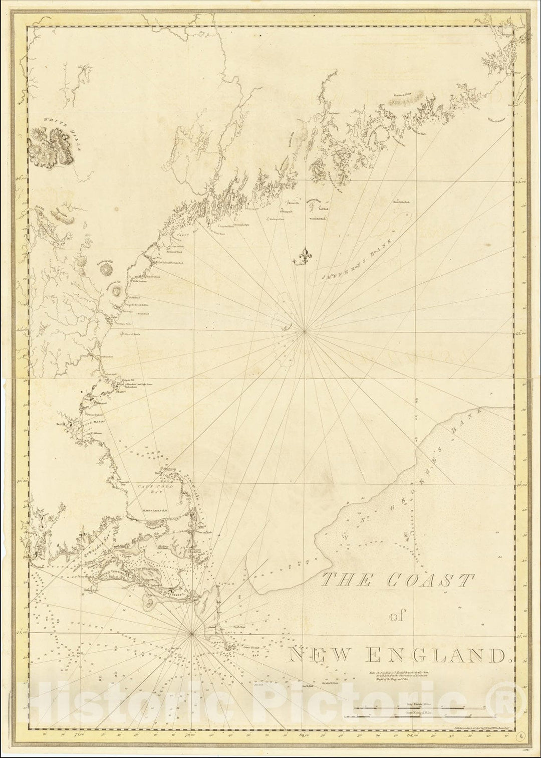 Historic Map : The Coast of New England, 1776, Joseph Frederick Wallet Des Barres, Vintage Wall Art