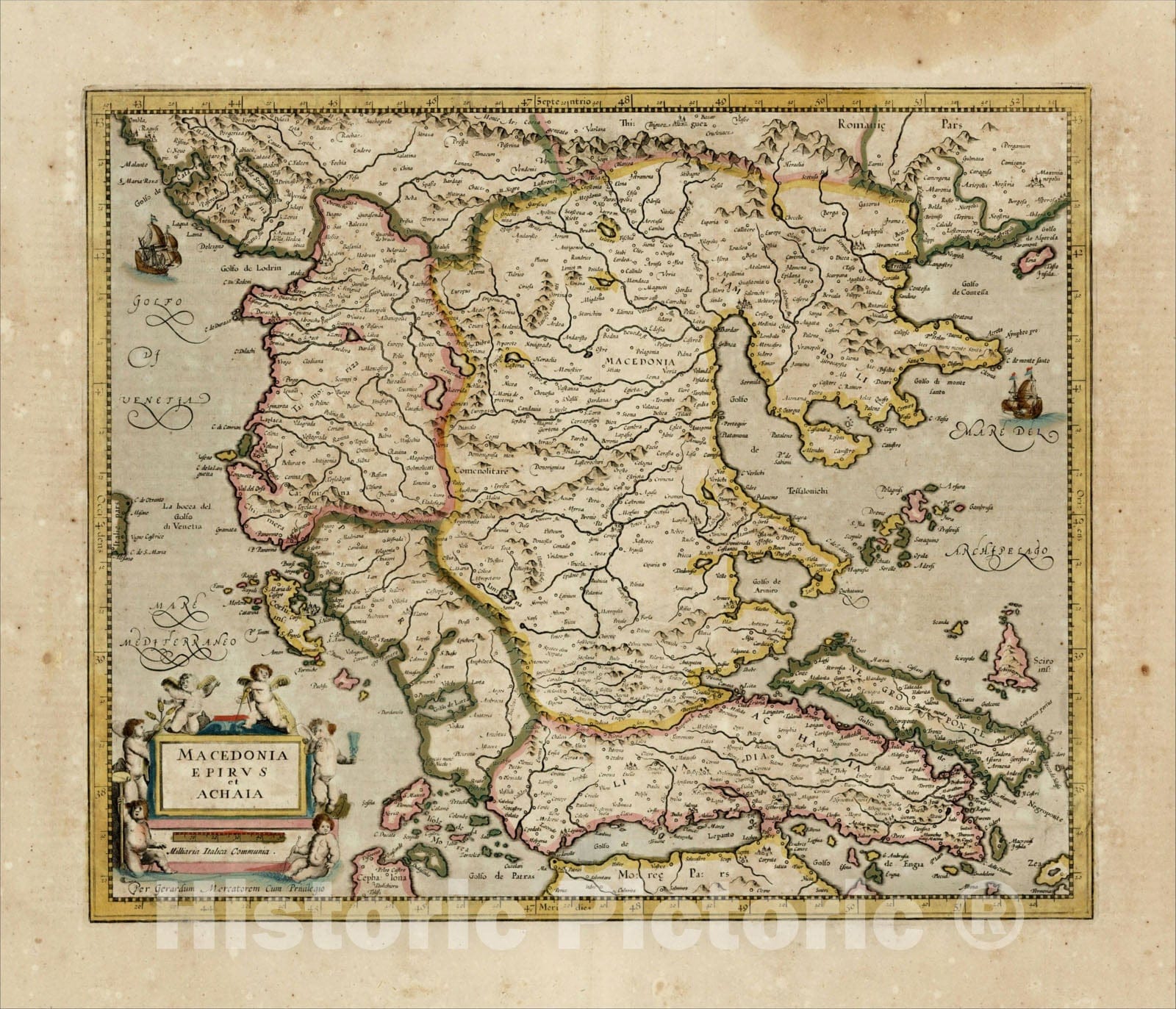 Historic Map : Macedonia Epirus et Achaia, c1630, , Vintage Wall Art