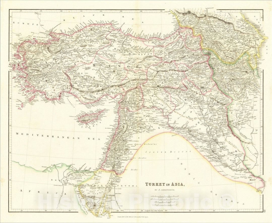 Historic Map : Turkey in Asia, 1840, John Arrowsmith, Vintage Wall Art