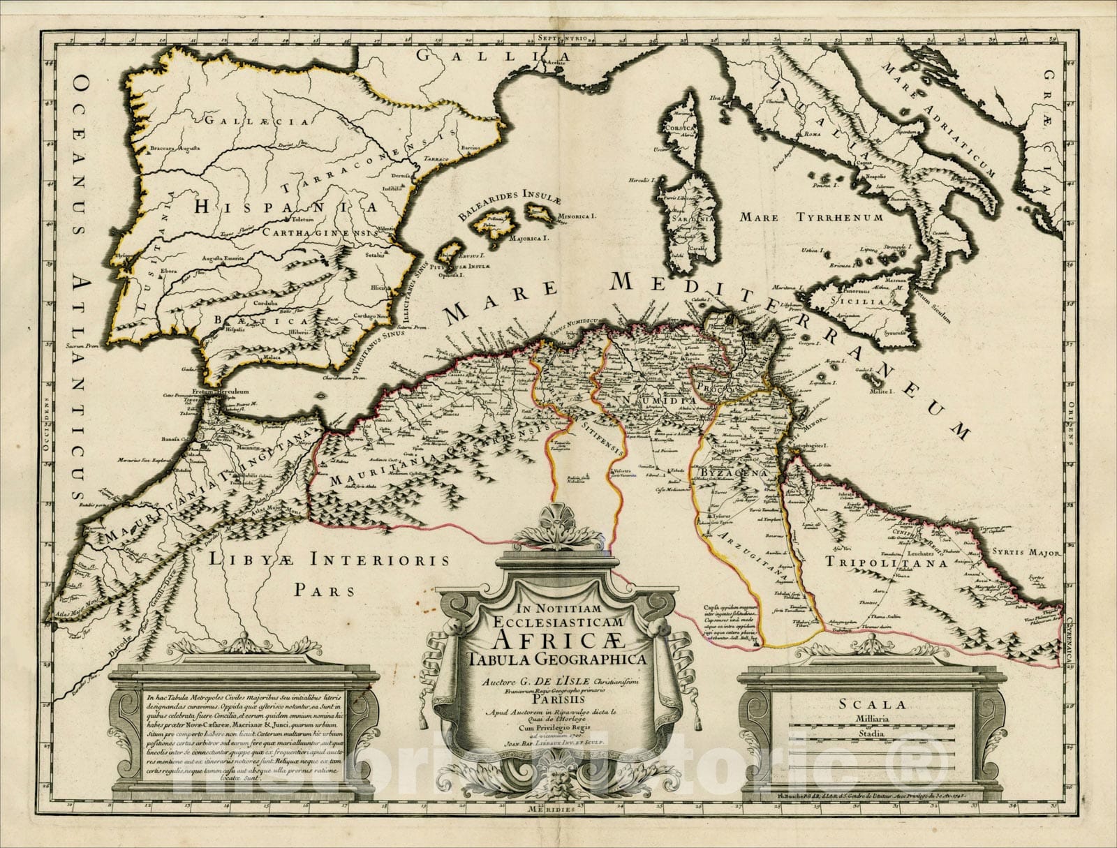 Historic Map : In Notitiam Ecclesiasticam Africae Tabula Geographica . . .17, 1745, Philippe Buache, Vintage Wall Art