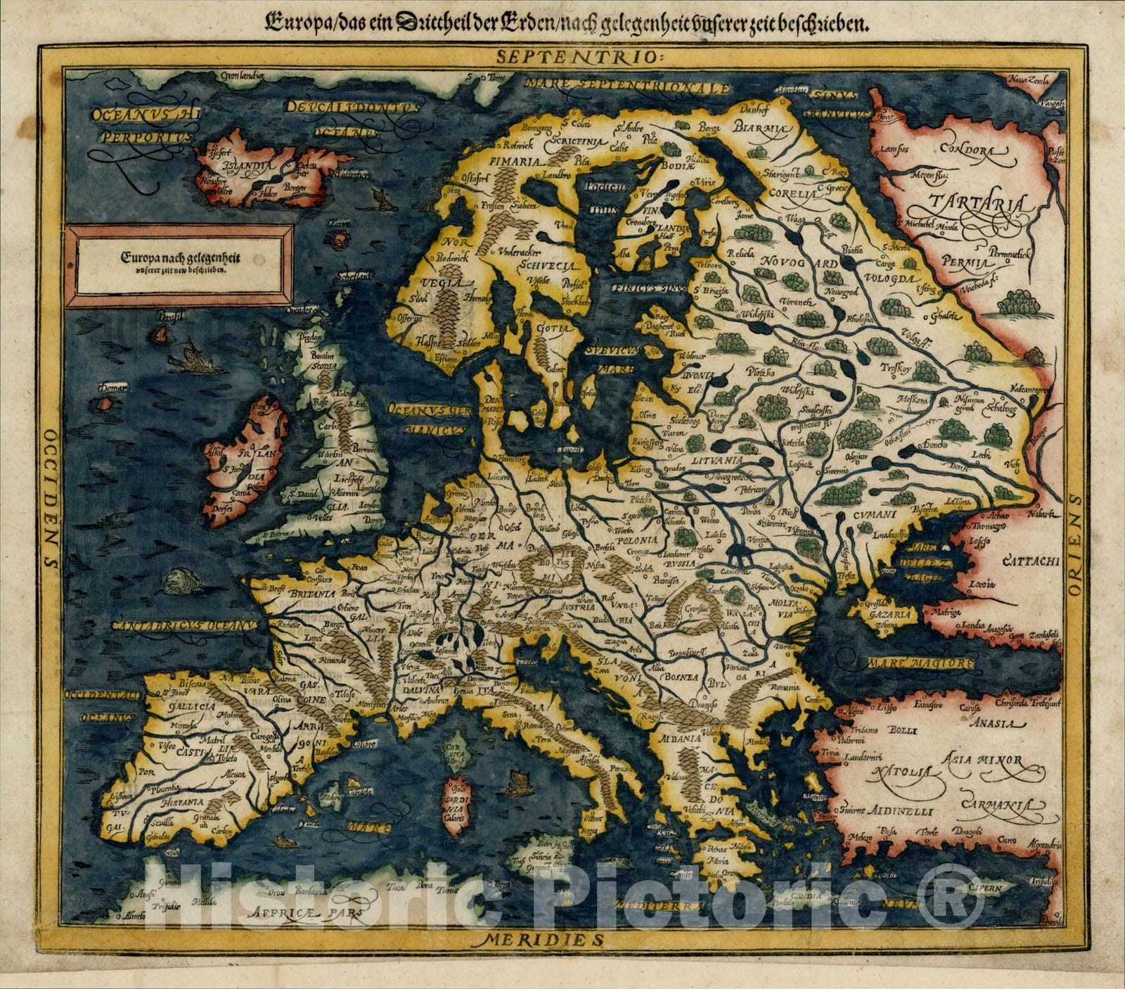 Historic Map : Europa, Europe, c1588, Sebastian M?nster, Vintage Wall Art