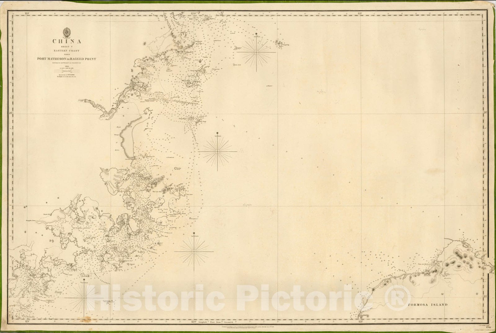 Historic Map : China Sheet V Eastern Coast From Port Matheson to Ragged Point Surveyed by Captns. Kellett & Collinson R.N. 1843., 1849, British Admiralty, Vintage Wall Art