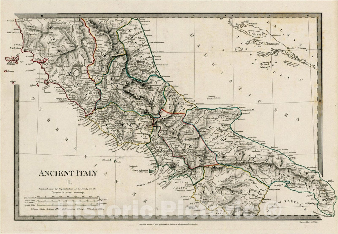 Historic Map : Ancient Italy II, 1830, Society for the Diffusion of Useful Knowledge, Vintage Wall Art