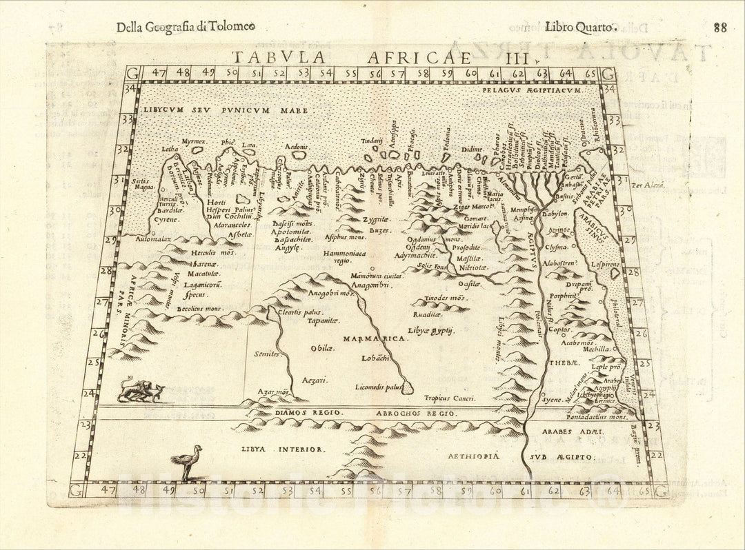 Historic Map : Tabula Africae III, 1561, Girolamo Ruscelli, Vintage Wall Art