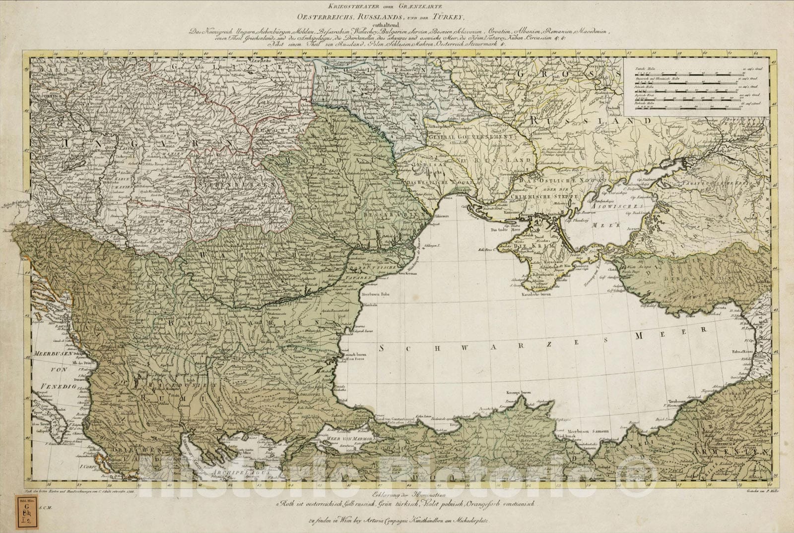 Historic Map : Kriegstheater oder Graenzkaert Oesterreichs, Russlands, und der Turkey, enthaltend Das Koenigreich Ungarn Siebenburgen, 1788, , Vintage Wall Art