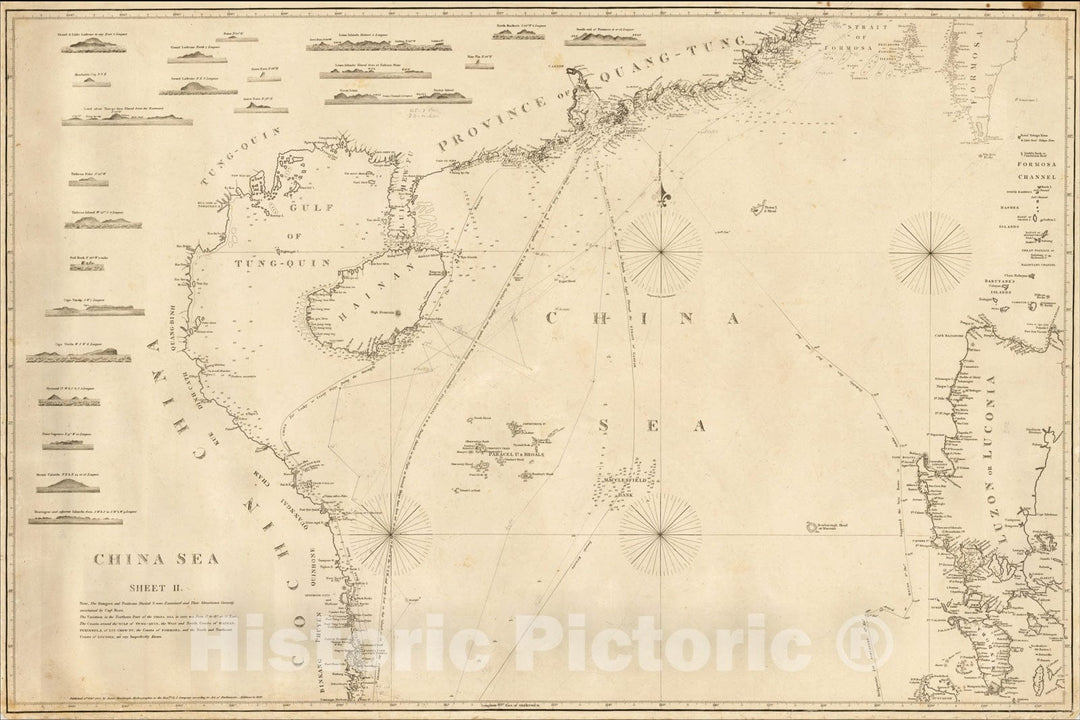 Historic Map : China Sea Sheet II, 1823, Additions to 1848 (Hong Kong, Taiwan, Philippines, etc), 1842, James Horsburgh, Vintage Wall Art