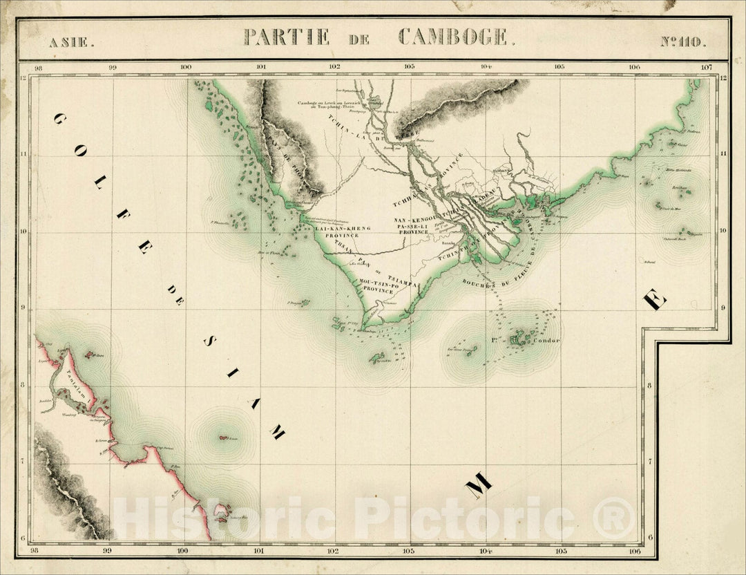 Historic Map : Asie No. 110. Partie De Camboge [Vietnam], 1827, , Vintage Wall Art