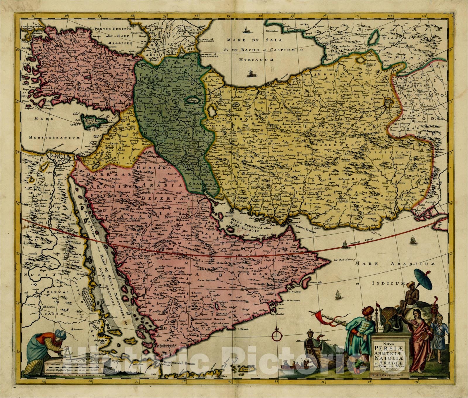 Historic Map : Nova Persiae Armeniae Natoliae et Arabiae [shows Cyprus], c1730, Reiner & Joshua Ottens, Vintage Wall Art