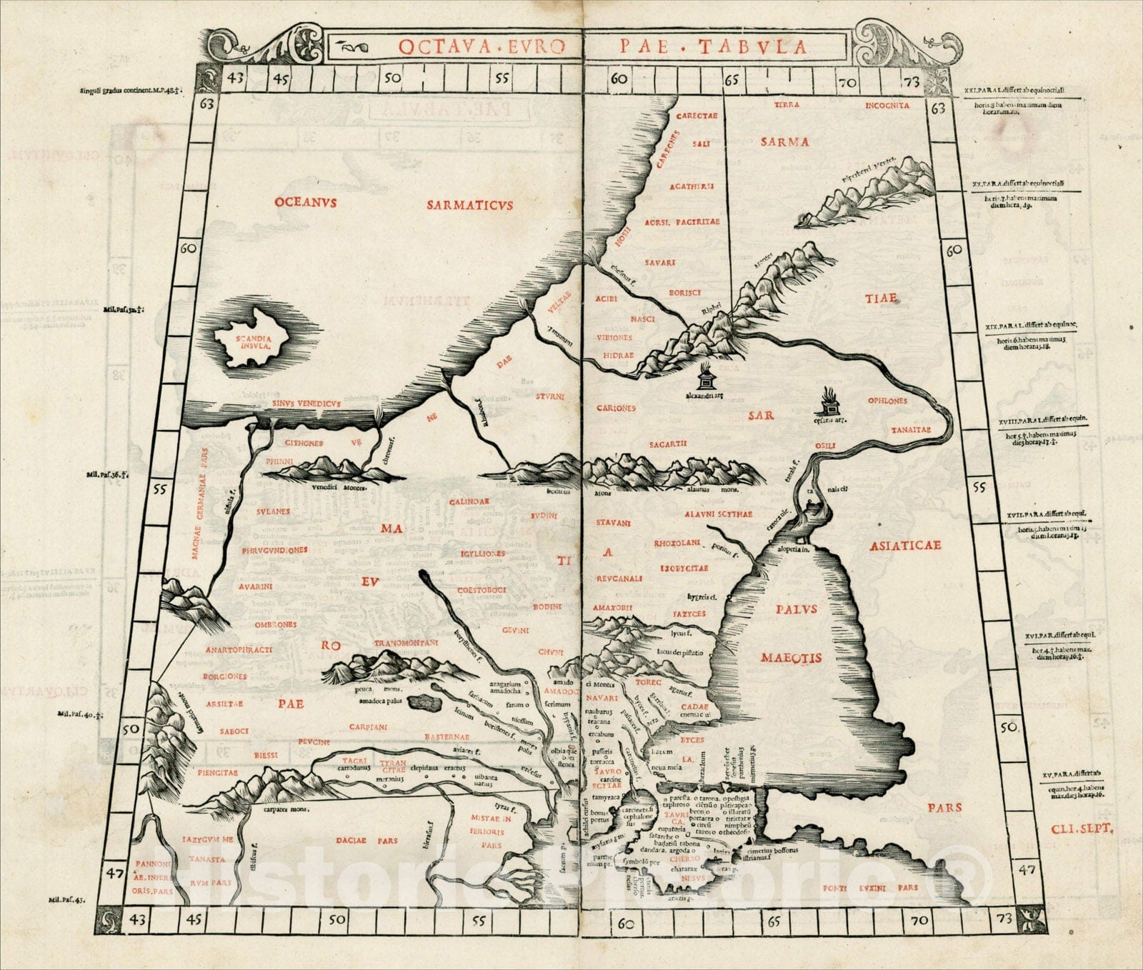 Historic Map : Octava Europae Tabula [Russia, Ukraine, Poland, Baltic], 1511, , Vintage Wall Art