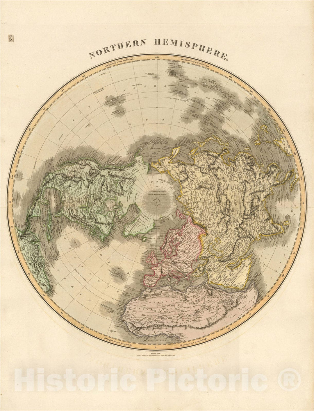 Historic Map : Northern Hemisphere, 1812, John Pinkerton, Vintage Wall Art