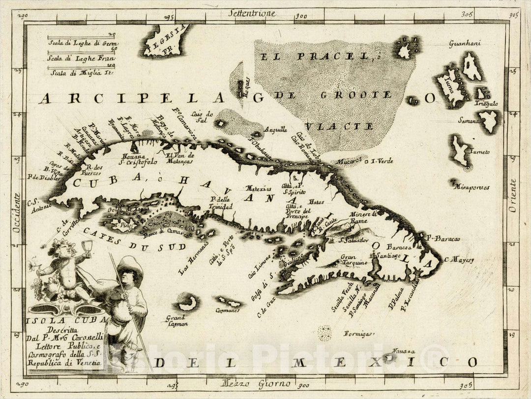 Historic Map : Isola Cuba Descritta, c1690, , Vintage Wall Art