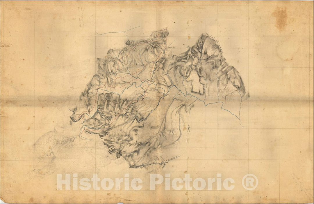 Historic Map : (Manuscript Map - Seybouse River, Guelma, Algeria), c1836, , Vintage Wall Art