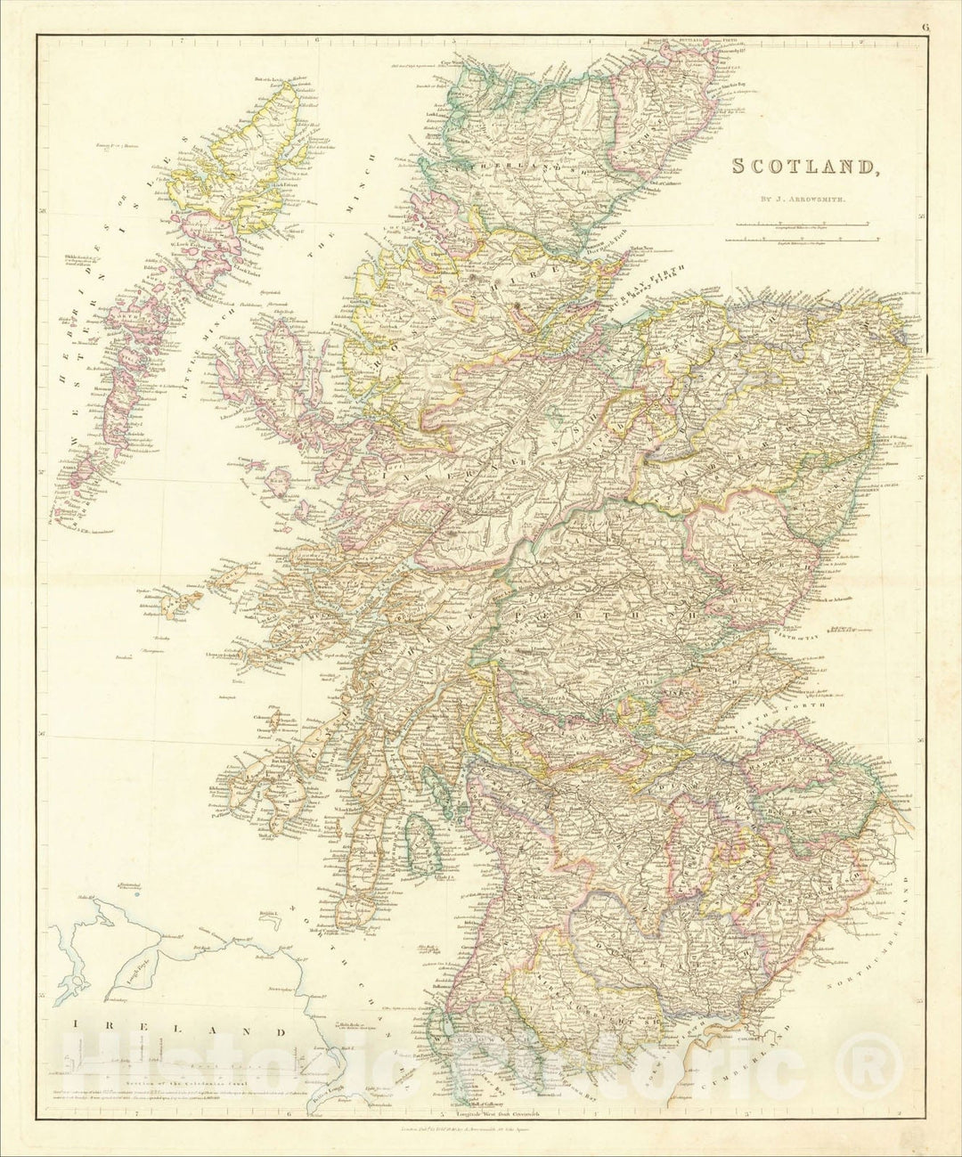 Historic Map : Scotland, 1846, John Arrowsmith, Vintage Wall Art