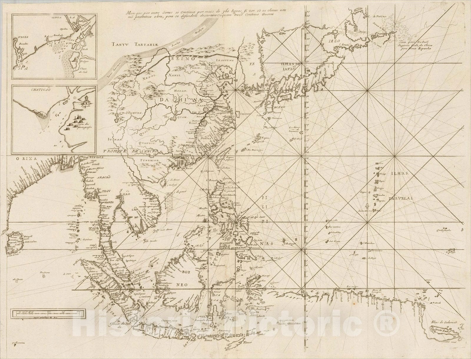 Historic Map : (Southeast Asia, China &c.), 1663, Melchisedec Thevenot, Vintage Wall Art