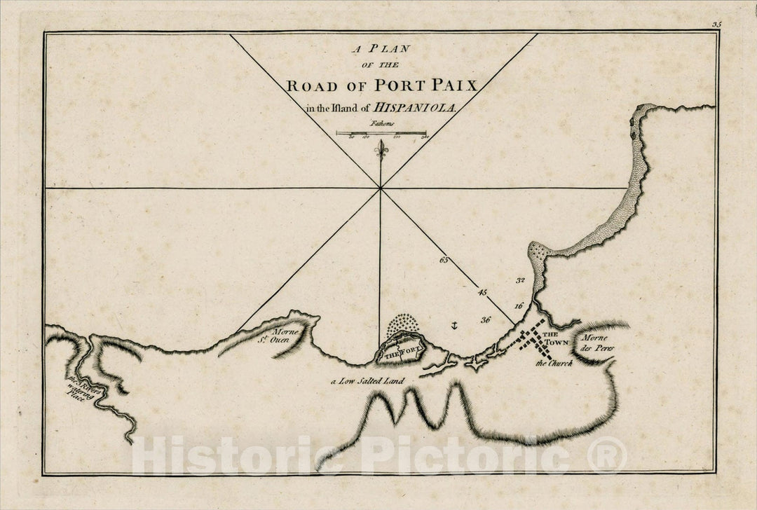 Historic Map : A Plan of The Road of Port Paix in the Islan of Hispaniola, 1794, Sayer & Bennett, Vintage Wall Art