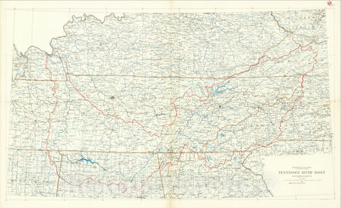Historic Map : Tennessee River Basin Compiled from State Maps of the U.S. Geological Survey, 1933, 1933, U.S. Geological Survey, Vintage Wall Art