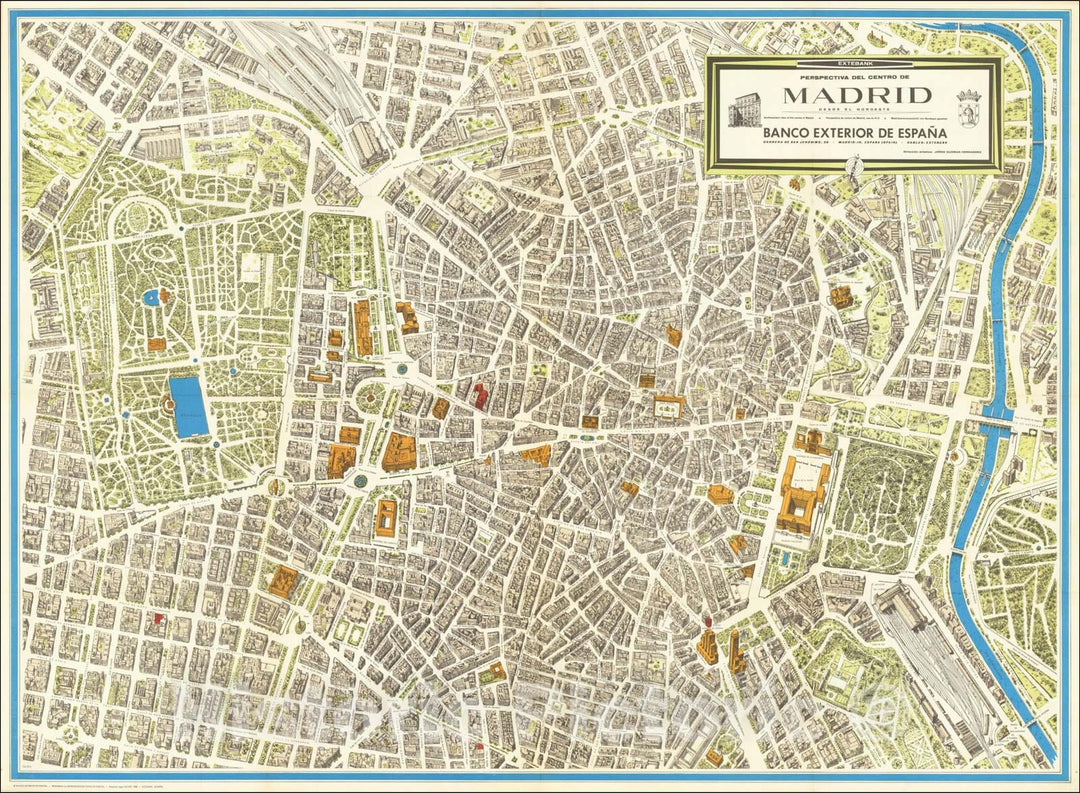 Historic Map : Perspectiva Del Centro De Madrid , 1966, Jorge Guzm? Hern?dez, Vintage Wall Art