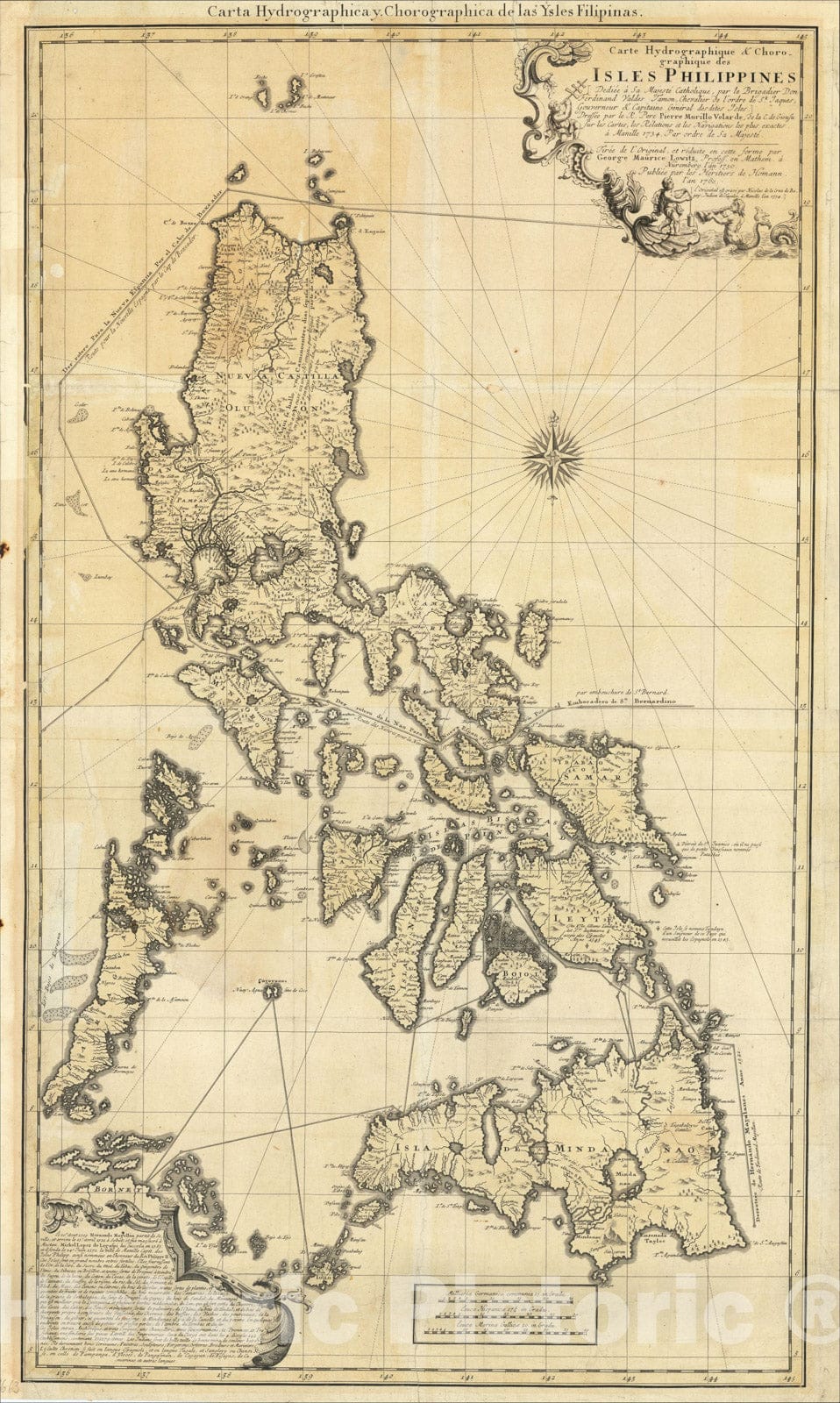 Historic Map : Carte Hydrographique & Chorographique des Isles Philippines Dediee, 1760, Homann Heirs, Vintage Wall Art