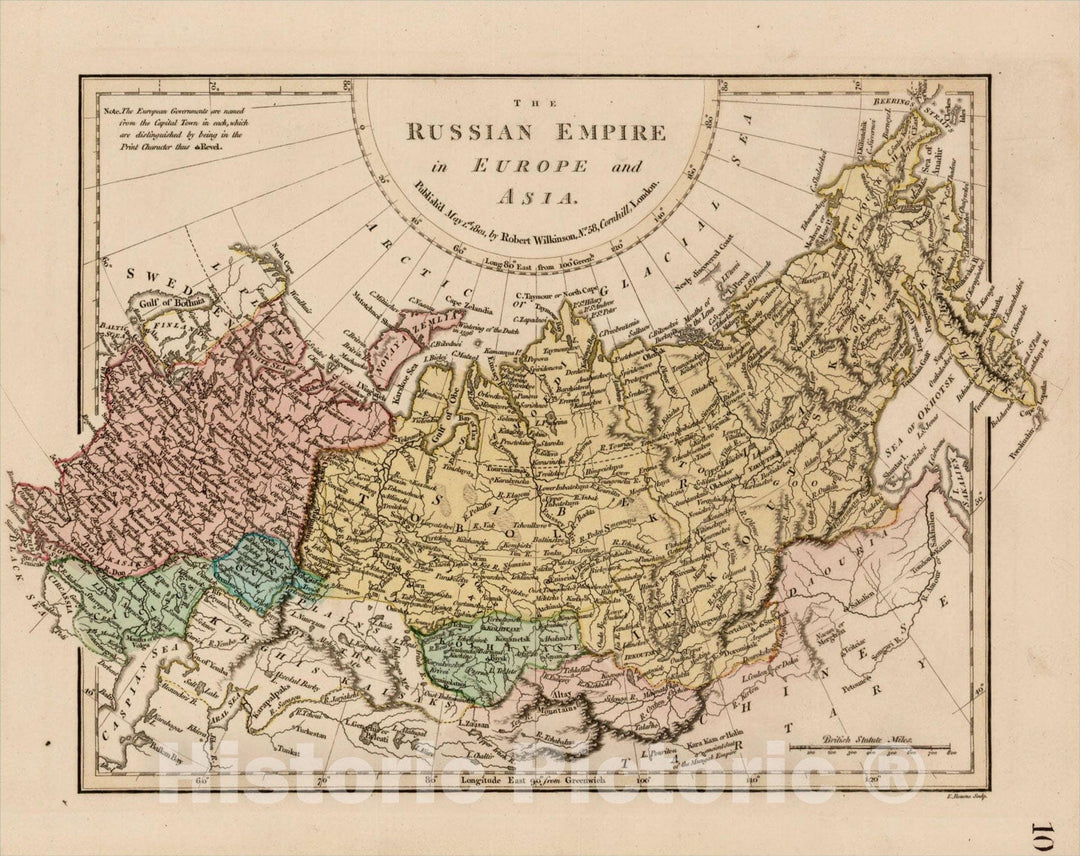 Historic Map : The Russian Empire in Europe and Asia, 181, 1801, Robert Wilkinson, Vintage Wall Art