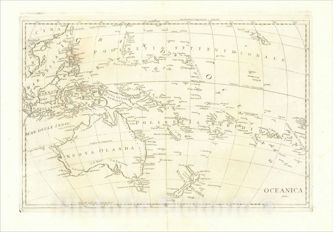 Historic Map : [Australia, Phiippines, New Zealand, Hawaii] Oceanica 1828, 1828, Anonymous, Vintage Wall Art